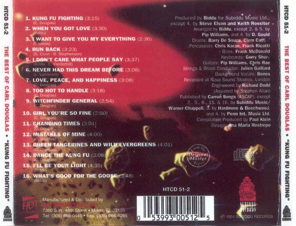 Carl Douglas  Kung Fu Fighting; The Best Of : Back